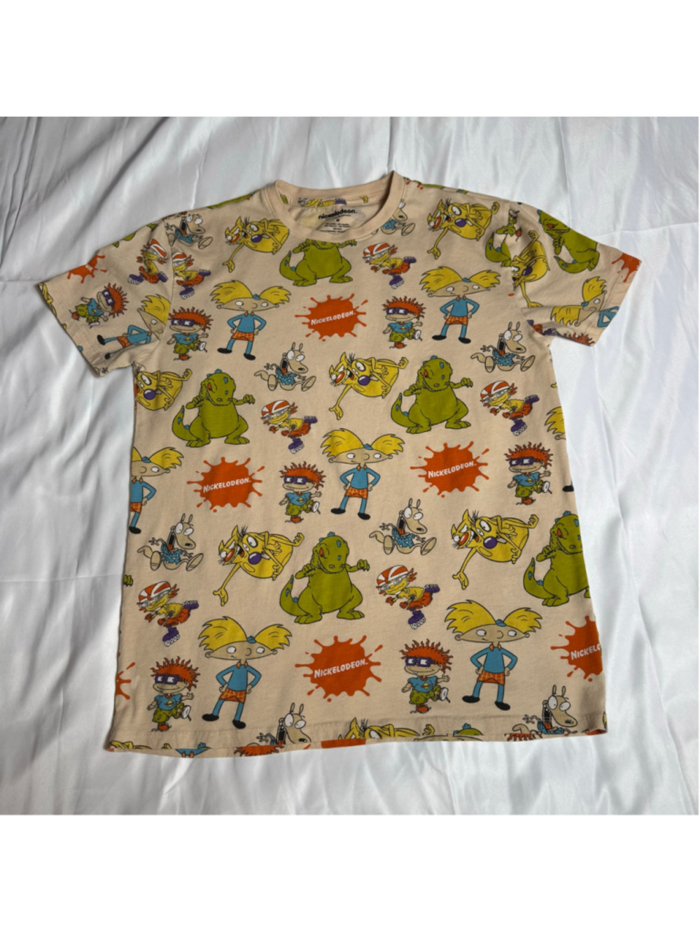 Men's Nickelodeon Beige Green Short Sleeve Tee M